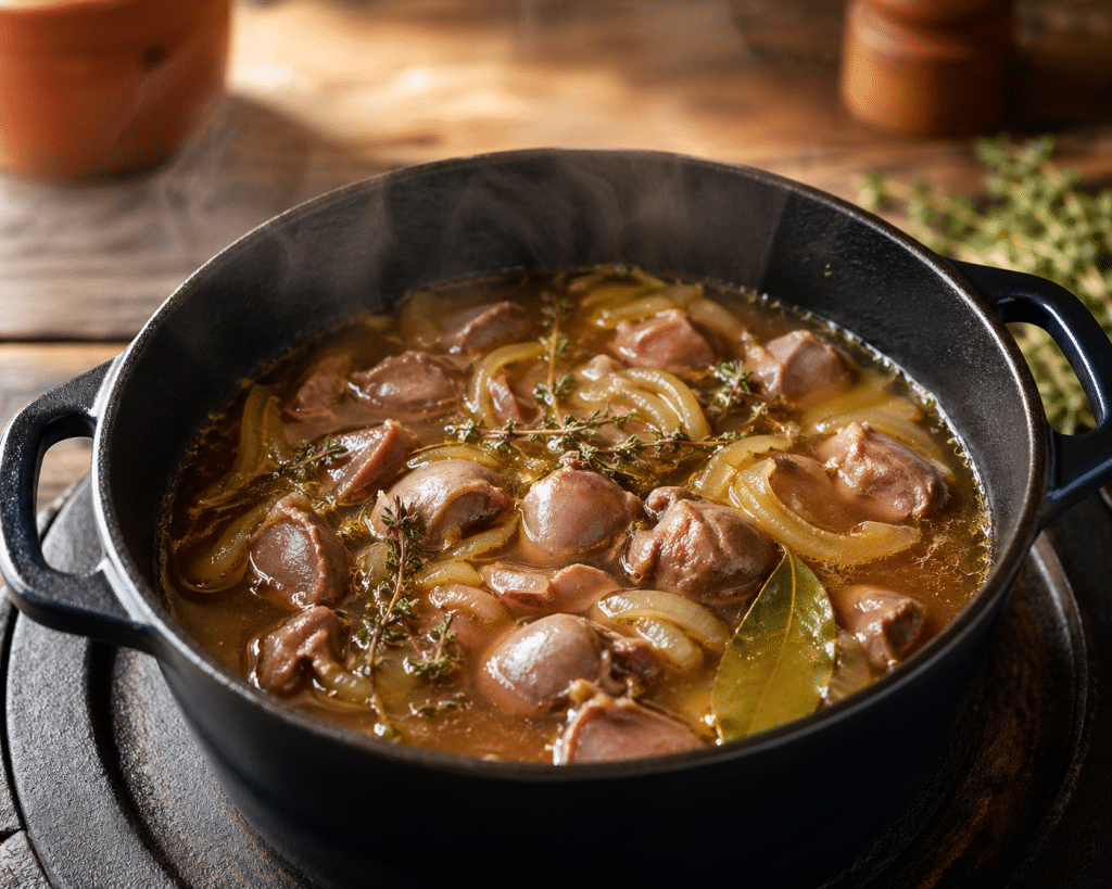 Cuisson des gésiers de volaille crus