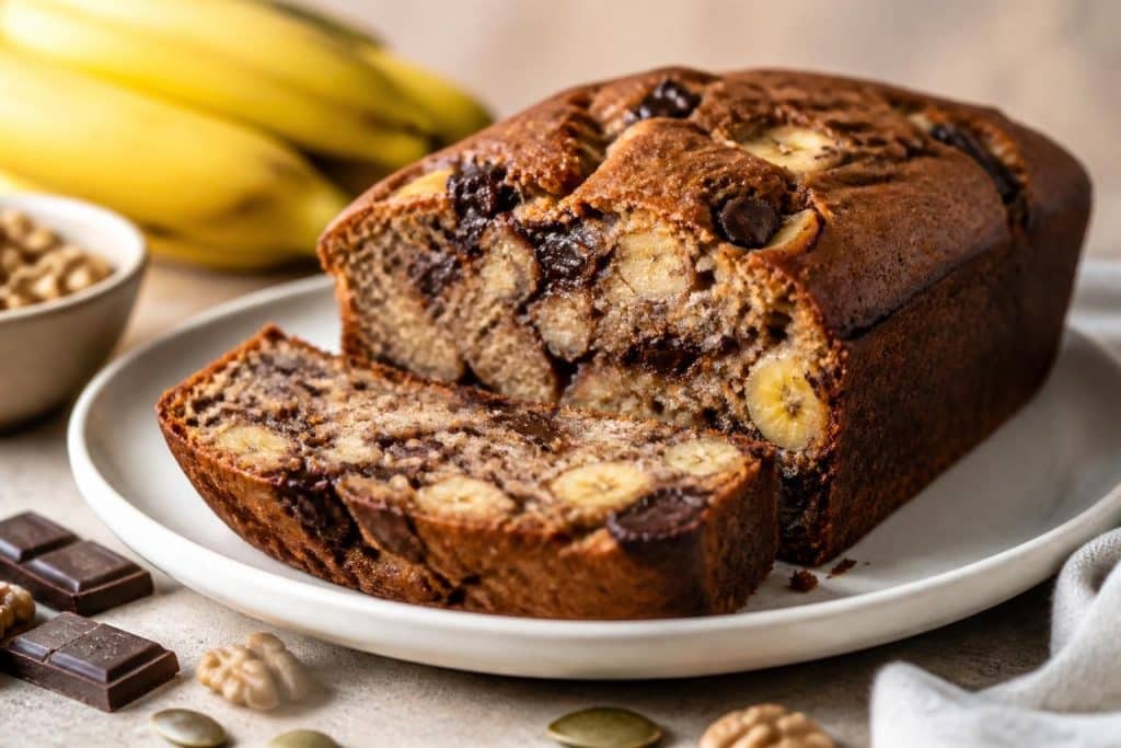 découvrez notre recette saine et moelleuse de gâteau banane chocolat, facile à préparer pour un dessert gourmand et healthy.